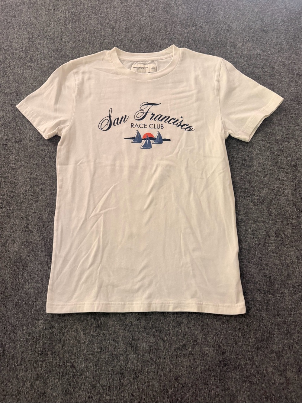 Abercrombie & Fitch White Graphic Sail Tee